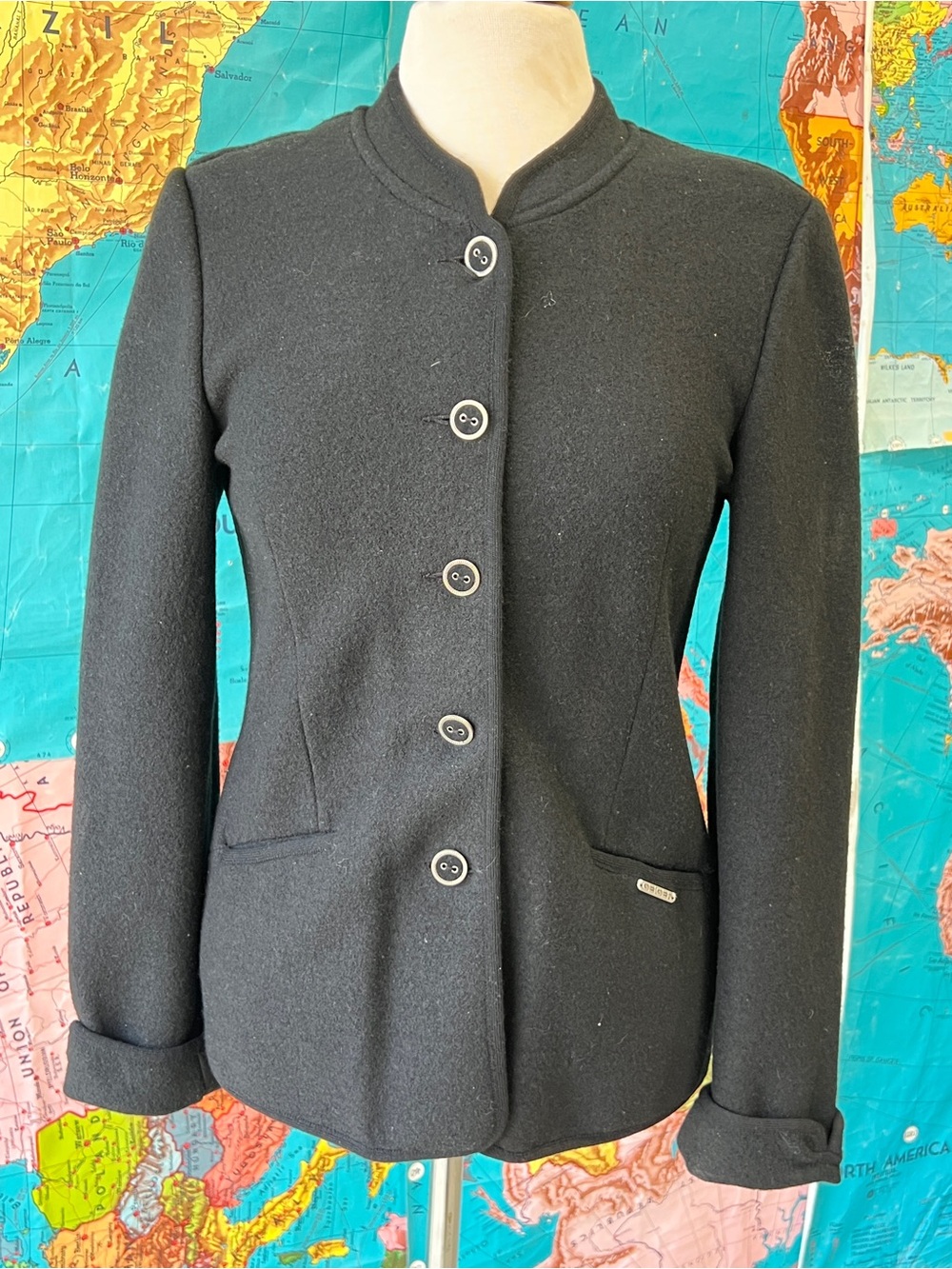 Women's Black Button-Front Tailored Jacket